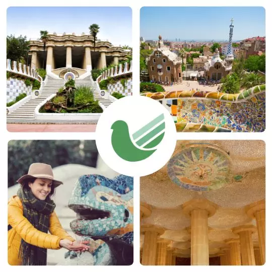 Collage de 4 imágenes del Park Güell